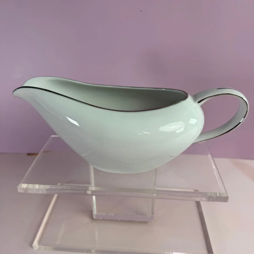 VTG Royal M by Mitashoten Japan Platinum Knight Gravy Boat White Silver M109 - Picture 2 of 9